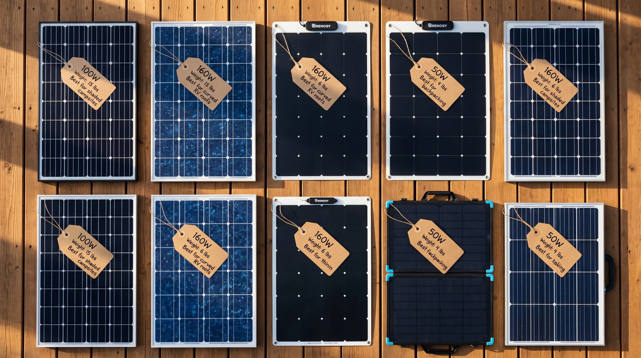 Renogy Solar Panels Comparison Matrix Chart