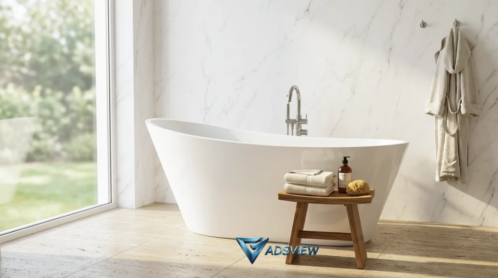 GETPRO Free Standing Tub 59" Acrylic Freestanding Bathtub