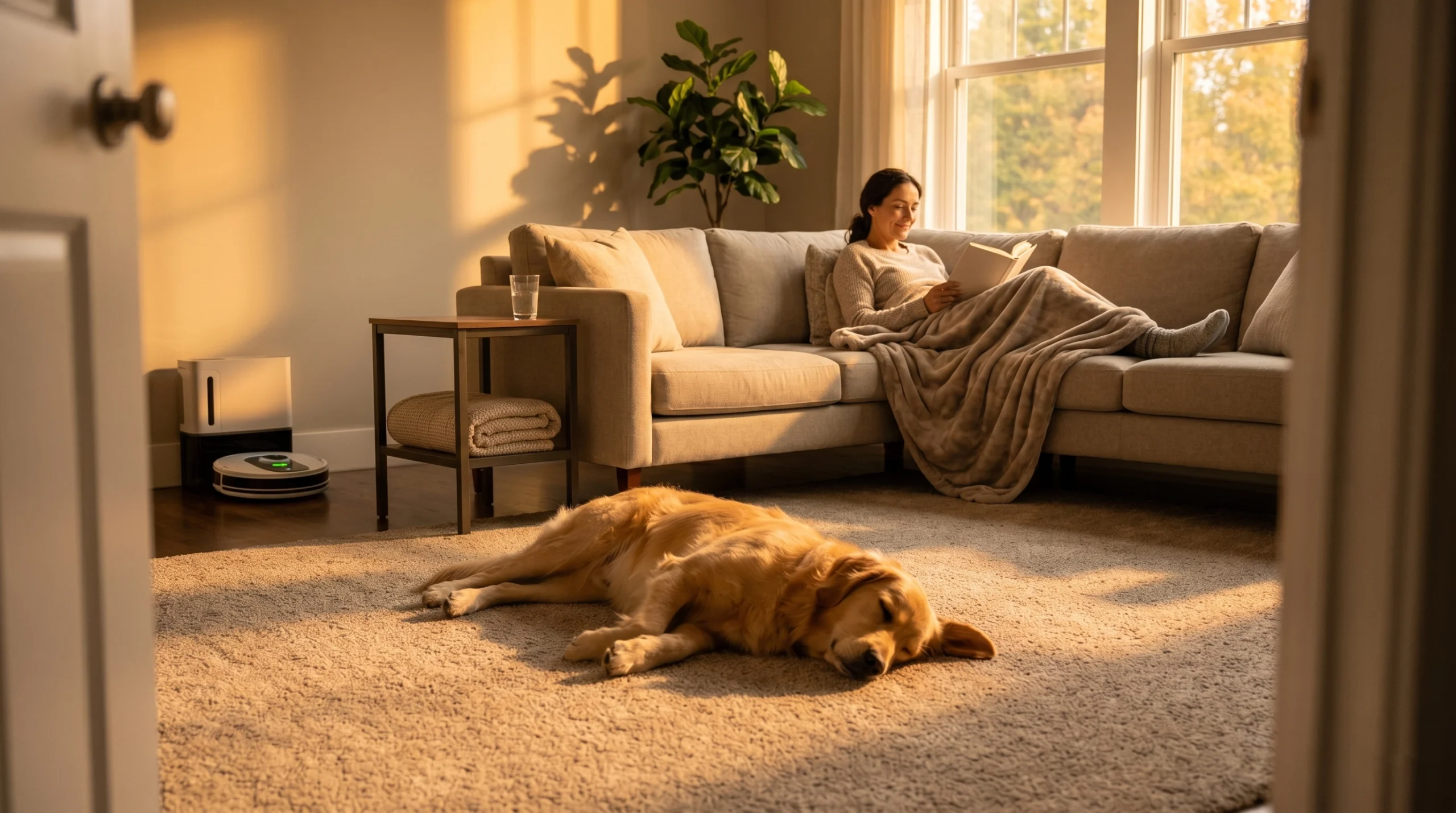 Clean residential floor surface in a home with pets